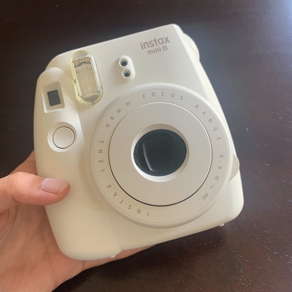 White Instax Mini 8 Polaroid Fujifilm Camera